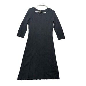Hanna Andersson Women's Sweater Dress Black Small Combed Cotton 3/4 Sleeve